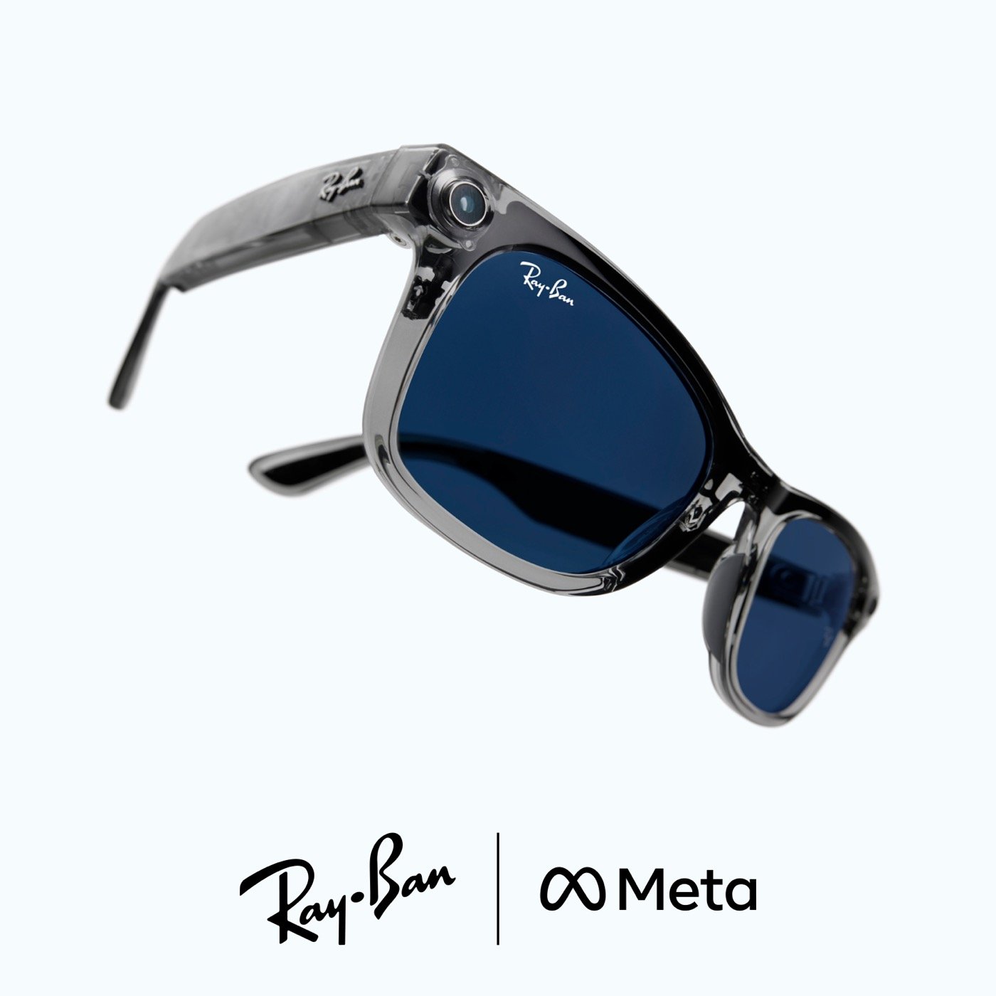 Ray-Ban Meta Wayfarer en transparente con lente gris zafiro